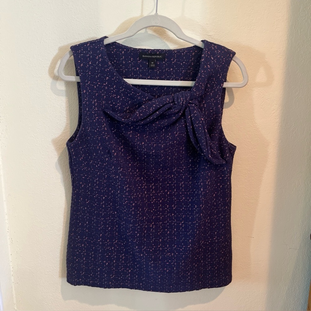 Banana Republic Women's Navy Pink  Sleeveless Cotton Blend Pullover Top Medium